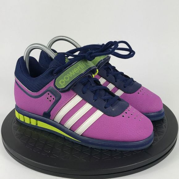 Adidas Powerlift 2.0 Purple/Green Weightlifting Shoes B39860 Women’s Size 5 - Picture 3 of 12